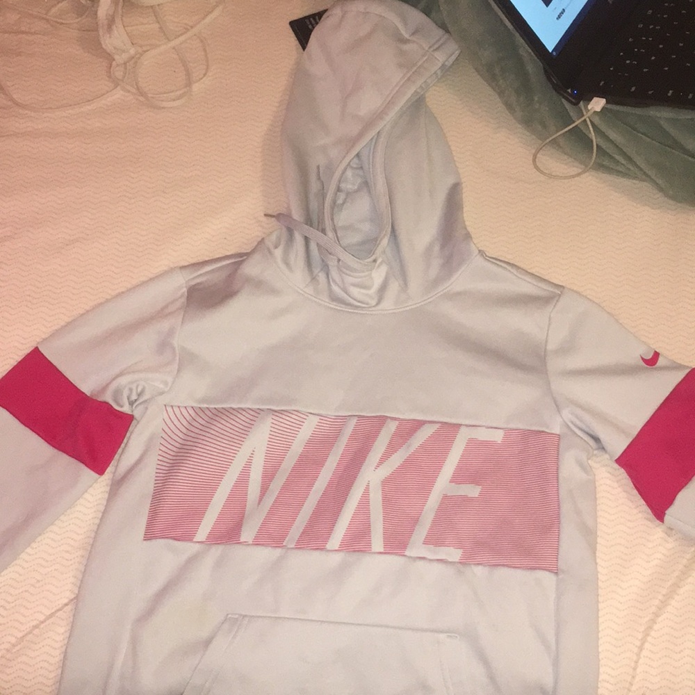pink and white nike hoodie ; never worn